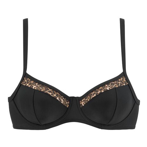 Lascana Bügel-Bikini-Top Damen Schwarz-Leo Gr.48 Cup D