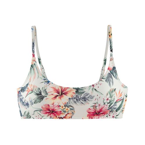 Lascana Bustier-Bikini-Top Damen Creme Bedruckt Gr.34 Cup C/d