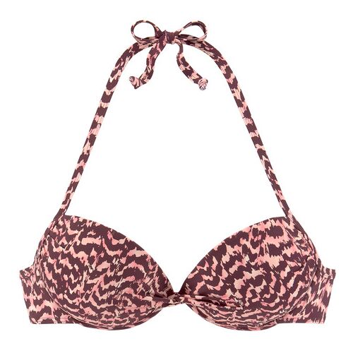 Lascana Push-Up-Bikini-Top Damen Bordeaux Bedruckt Gr.34 Cup C
