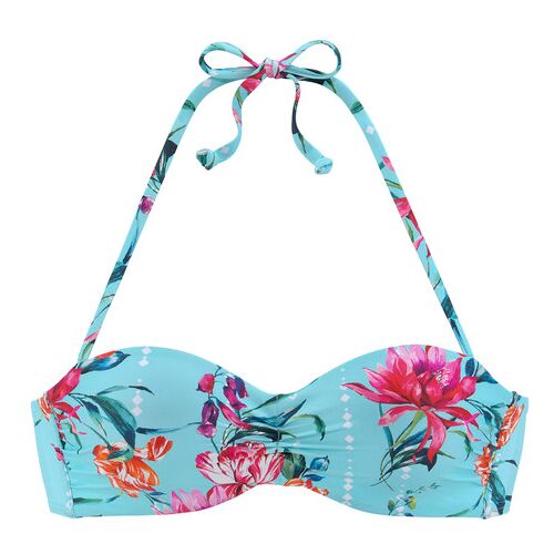 Sunseeker Bügel-Bandeau-Bikini-Top Damen Hellblau-Bedruckt Gr.38 Cup D