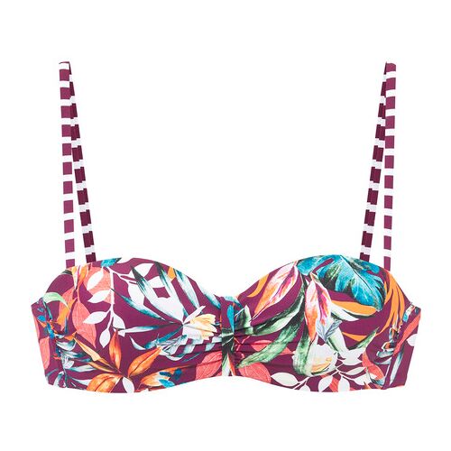 Venice Beach Bügel-Bandeau-Bikini-Top Damen Bordeaux Bedruckt Gr.44 Cup C