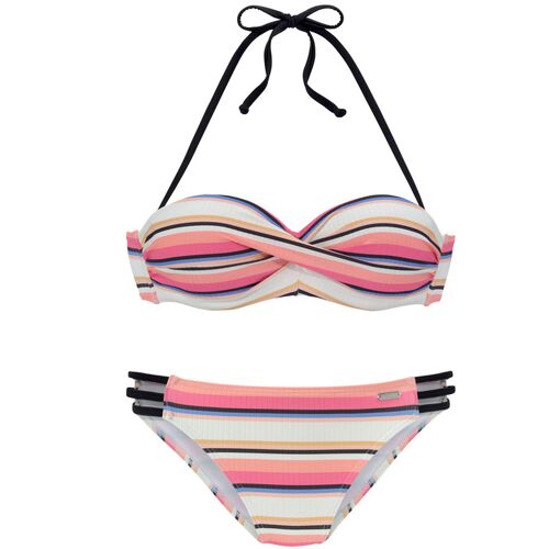Venice Beach Bügel-Bandeau-Bikini Damen Creme-Rosa Gr.38 Cup B