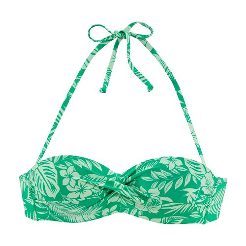 Venice Beach Bügel-Bandeau-Bikini-Top Damen Grün Bedruckt Gr.36 Cup C