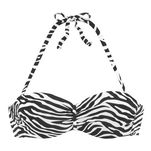 Venice Beach Bügel-Bandeau-Bikini-Top Damen Schwarz-Weiß Gr.36 Cup D