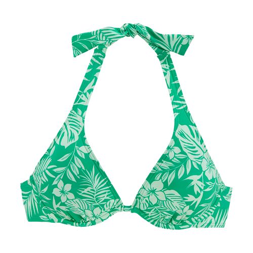 Venice Beach Bügel-Bikini-Top Damen Grün Bedruckt Gr.38 Cup D