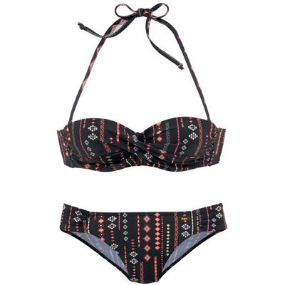 Buffalo Bügel-Bandeau-Bikini Damen Schwarz-Bedruckt Gr.34 Cup D Buffalo Bügel-Bandeau-Bikini Damen Schwarz-Bedruckt Gr.34 Cup D