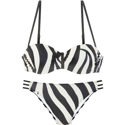 French Connection Bügel-Bandeau-Bikini Damen Schwarz-Creme Gr.34 Cup B French Connection Bügel-Bandeau-Bikini Damen Schwarz-Creme Gr.34 Cup B