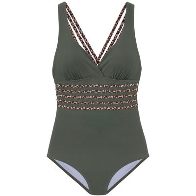 Lascana Damen Badeanzug Oliv-Leo Gr.36 Cup B Lascana Damen Badeanzug Oliv-Leo Gr.36 Cup B