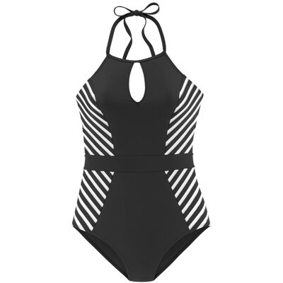 Lascana Badeanzug Damen Schwarz-Weiß-Goldfarben Gr.38 Cup C/d Lascana Badeanzug Damen Schwarz-Weiß-Goldfarben Gr.38 Cup C/d