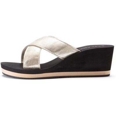 Lascana Badepantolette Damen Schwarz-Goldfarben Gr.40 Lascana Badepantolette Damen Schwarz-Goldfarben Gr.40