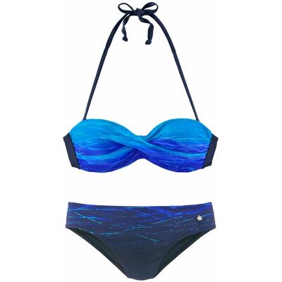 Lascana Bügel-Bandeau-Bikini Damen Blau-Bedruckt Gr.32 Cup A Lascana Bügel-Bandeau-Bikini Damen Blau-Bedruckt Gr.32 Cup A