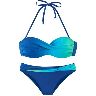 Lascana Bügel-Bandeau-Bikini Damen Blau-Türkis Gr.44 Cup D Lascana Bügel-Bandeau-Bikini Damen Blau-Türkis Gr.44 Cup D