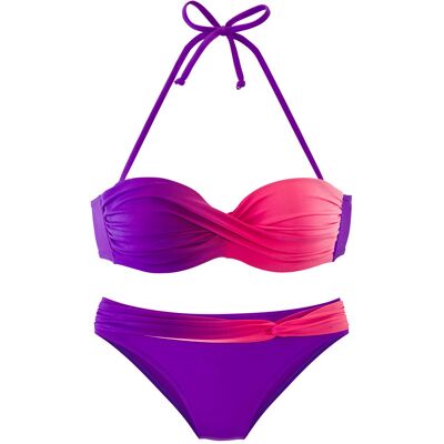Lascana Bügel-Bandeau-Bikini Damen Lila-Pink Gr.36 Cup C Lascana Bügel-Bandeau-Bikini Damen Lila-Pink Gr.36 Cup C