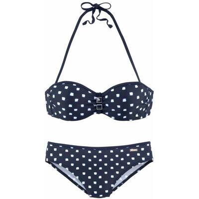 Lascana Bügel-Bandeau-Bikini Damen Marine-Weiß Gr.40 Cup E Lascana Bügel-Bandeau-Bikini Damen Marine-Weiß Gr.40 Cup E