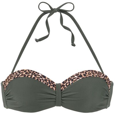 Lascana Bügel-Bandeau-Bikini-Top Damen Oliv-Leo Gr.48 Cup B Lascana Bügel-Bandeau-Bikini-Top Damen Oliv-Leo Gr.48 Cup B