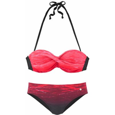 Lascana Bügel-Bandeau-Bikini Damen Rot-Bedruckt Gr.40 Cup A Lascana Bügel-Bandeau-Bikini Damen Rot-Bedruckt Gr.40 Cup A