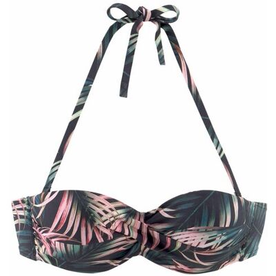 Lascana Bügel-Bandeau-Bikini-Top Damen Schwarz-Bedruckt Gr.42 Cup D Lascana Bügel-Bandeau-Bikini-Top Damen Schwarz-Bedruckt Gr.42 Cup D