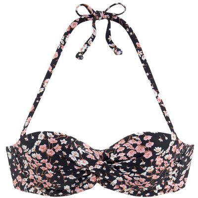 Lascana Bügel-Bandeau-Bikini-Top Damen Schwarz-Bedruckt Gr.36 Cup D Lascana Bügel-Bandeau-Bikini-Top Damen Schwarz-Bedruckt Gr.36 Cup D