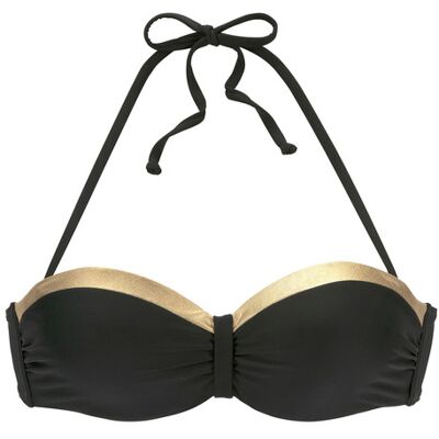 Lascana Bügel-Bandeau-Bikini-Top Damen Schwarz-Goldfarben Gr.46 Cup C Lascana Bügel-Bandeau-Bikini-Top Damen Schwarz-Goldfarben Gr.46 Cup C