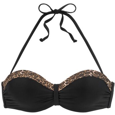 Lascana Bügel-Bandeau-Bikini-Top Damen Schwarz-Leo Gr.46 Cup A Lascana Bügel-Bandeau-Bikini-Top Damen Schwarz-Leo Gr.46 Cup A