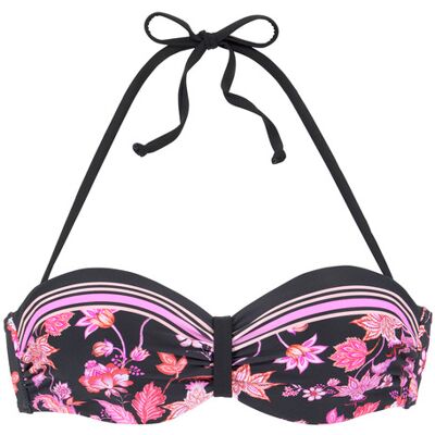 Lascana Bügel-Bandeau-Bikini-Top Damen Schwarz-Pink Gr.44 Cup E Lascana Bügel-Bandeau-Bikini-Top Damen Schwarz-Pink Gr.44 Cup E