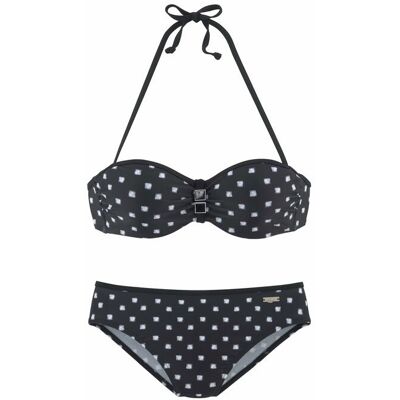 Lascana Bügel-Bandeau-Bikini Damen Schwarz-Weiß Gr.40 Cup E Lascana Bügel-Bandeau-Bikini Damen Schwarz-Weiß Gr.40 Cup E