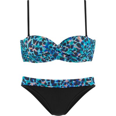 Lascana Bügel-Bandeau-Bikini Damen Türkis-Bedruckt Gr.44 Cup D Lascana Bügel-Bandeau-Bikini Damen Türkis-Bedruckt Gr.44 Cup D