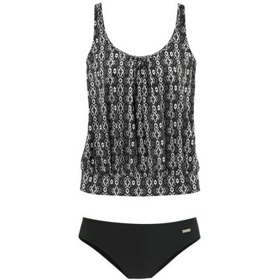 Lascana Damen Oversize-Tankini Schwarz-Bedruckt Gr.38 Lascana Damen Oversize-Tankini Schwarz-Bedruckt Gr.38