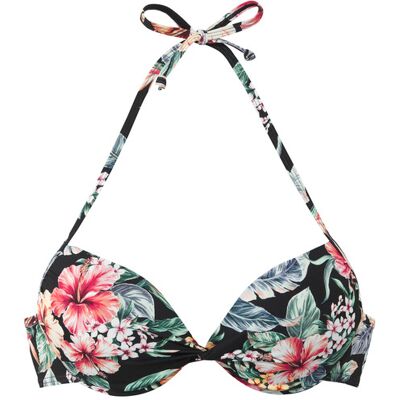Lascana Push-Up-Bikini-Top Damen Schwarz Bedruckt Gr.42 Cup B Lascana Push-Up-Bikini-Top Damen Schwarz Bedruckt Gr.42 Cup B