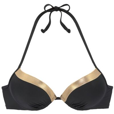 Lascana Push-Up-Bikini-Top Damen Schwarz-Goldfarben Gr.36 Cup B Lascana Push-Up-Bikini-Top Damen Schwarz-Goldfarben Gr.36 Cup B