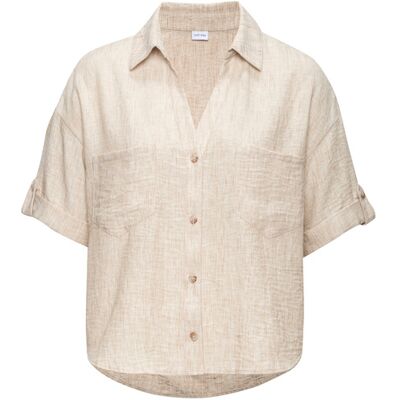 Buffalo Kurzarmbluse Damen Beige Meliert Gr.42 Buffalo Kurzarmbluse Damen Beige Meliert Gr.42