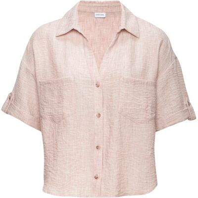 Buffalo Kurzarmbluse Damen Mauve Meliert Gr.38 Buffalo Kurzarmbluse Damen Mauve Meliert Gr.38