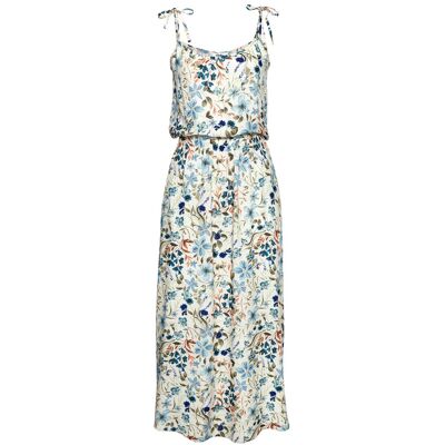 Buffalo Midikleid Damen Creme-Blau Bedruckt Gr.44 Buffalo Midikleid Damen Creme-Blau Bedruckt Gr.44