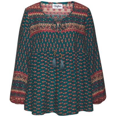 Buffalo Schlupfbluse Damen Petrol-Bedruckt Gr.42 Buffalo Schlupfbluse Damen Petrol-Bedruckt Gr.42