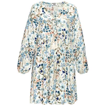 Buffalo Tunikakleid Damen Creme-Blau Bedruckt Gr.36 Buffalo Tunikakleid Damen Creme-Blau Bedruckt Gr.36