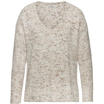 Buffalo V-Ausschnitt-Pullover Damen Braun-Creme Gr.32/34 Buffalo V-Ausschnitt-Pullover Damen Braun-Creme Gr.32/34