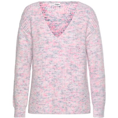 Buffalo V-Ausschnitt-Pullover Damen Rosa-Blau Gr.36/38 Buffalo V-Ausschnitt-Pullover Damen Rosa-Blau Gr.36/38