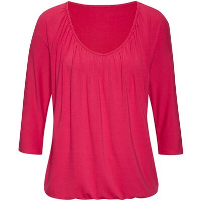 LASCANA Pinkes V-Ausschnitt-Shirt mit Raffung - Damen LASCANA Pinkes V-Ausschnitt-Shirt mit Raffung - Damen