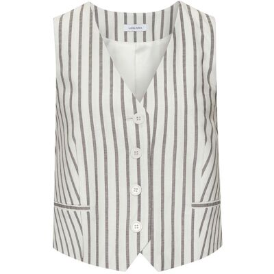 Lascana Anzugweste Damen Creme-Schwaz Gestreift Gr.46 Lascana Anzugweste Damen Creme-Schwaz Gestreift Gr.46