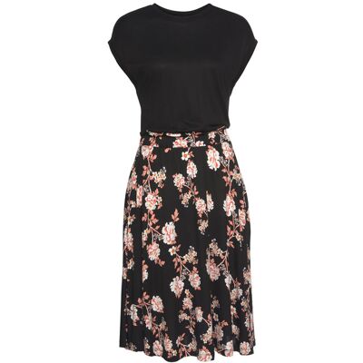 Lascana Jerseykleid Damen Schwarz-Orange-Bedruckt Gr.34 Lascana Jerseykleid Damen Schwarz-Orange-Bedruckt Gr.34