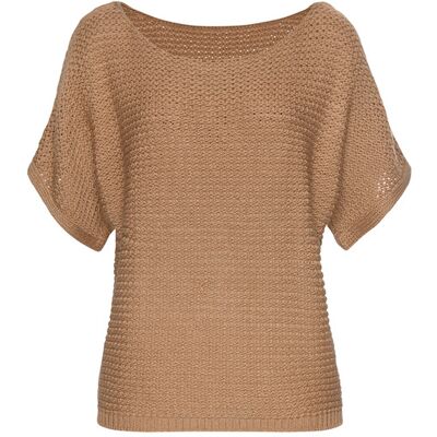 Lascana Kurzarmpullover Damen Camelfarben Gr.36/38 Lascana Kurzarmpullover Damen Camelfarben Gr.36/38