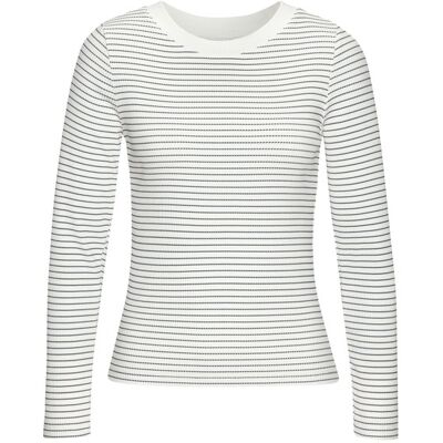 Lascana Langarmshirt Damen Creme-Marine Gestreift Gr.40/42 Lascana Langarmshirt Damen Creme-Marine Gestreift Gr.40/42
