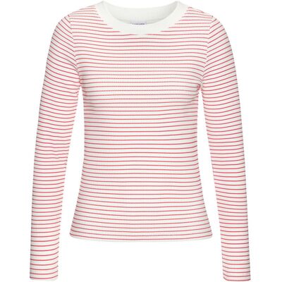 Lascana Langarmshirt Damen Creme-Rot Gestreift Gr.32/34 Lascana Langarmshirt Damen Creme-Rot Gestreift Gr.32/34