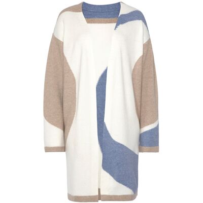 Lascana Longstrickjacke Damen Creme-Beige-Blau Gr.44/46 Lascana Longstrickjacke Damen Creme-Beige-Blau Gr.44/46