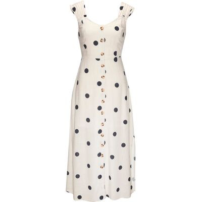 Lascana Maxikleid Damen Beige-Schwarz Gepunktet Gr.38 Lascana Maxikleid Damen Beige-Schwarz Gepunktet Gr.38