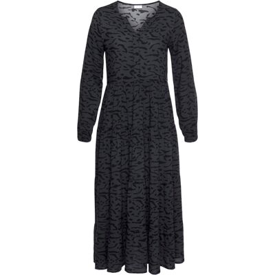 Lascana Maxikleid Damen Grau-Schwarz-Bedruckt Gr.34 Lascana Maxikleid Damen Grau-Schwarz-Bedruckt Gr.34