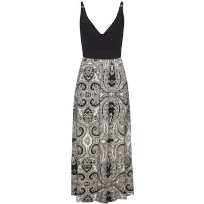 Lascana Maxikleid Damen Schwarz-Creme Bedruckt Gr.46 Lascana Maxikleid Damen Schwarz-Creme Bedruckt Gr.46