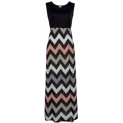 Lascana Maxikleid Damen Schwarz-Rose-Creme-Taupe Gr.34 Lascana Maxikleid Damen Schwarz-Rose-Creme-Taupe Gr.34