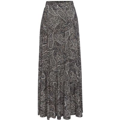 Lascana Maxirock Damen Schwarz-Grau-Creme Bedruckt Gr.46 Lascana Maxirock Damen Schwarz-Grau-Creme Bedruckt Gr.46