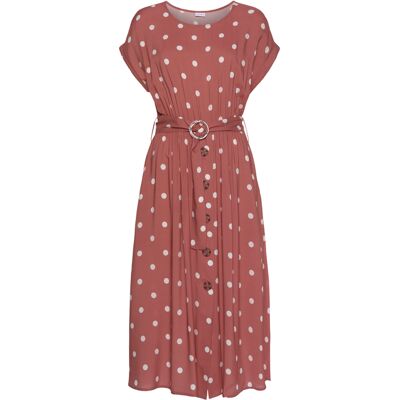 Lascana Midikleid Damen Marsala-Creme-Bedruckt Gr.34 Lascana Midikleid Damen Marsala-Creme-Bedruckt Gr.34